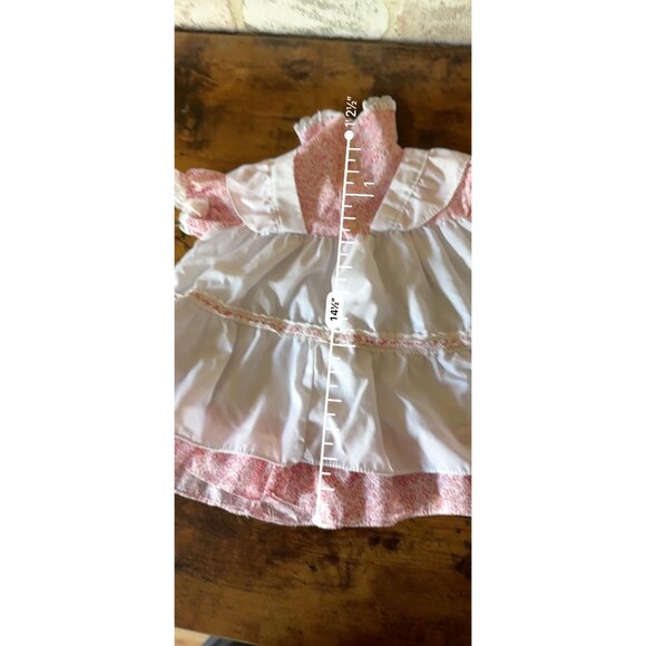 Vintage Baby Doll or Newborn Dress With Floral Print & Lace Trim Red - Picture 15 of 15
